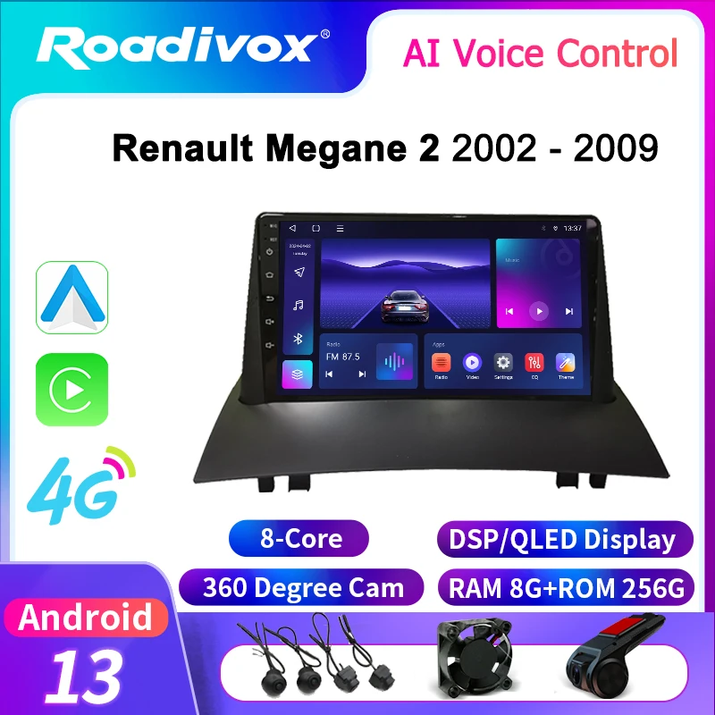 roadivox Android car radio for Renault Megane 2 2002  2009 GPS Navigation video stereo screen Multimedia Player tape