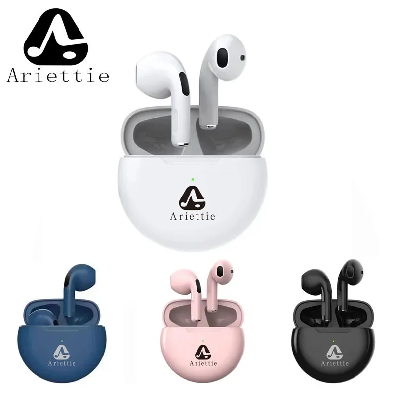 Ariettie Merk Pro 6 Oortelefoon TWS 9D HIFI Headset Bluetooth Muziek Oordopjes Voor IPhone IOS Android Draadloze Pods Hoofdtelefoon