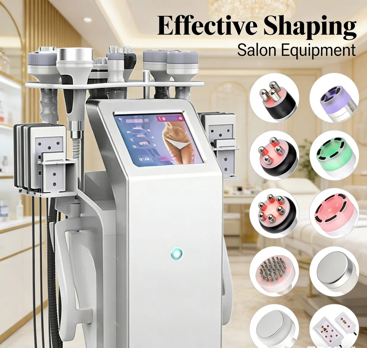 10 in 1 Professional Vacuum Fat - Blasting & Laser Plate Beauty Machine with 10 Handles - 80K Cavitation, RF, Magnetic Vibra