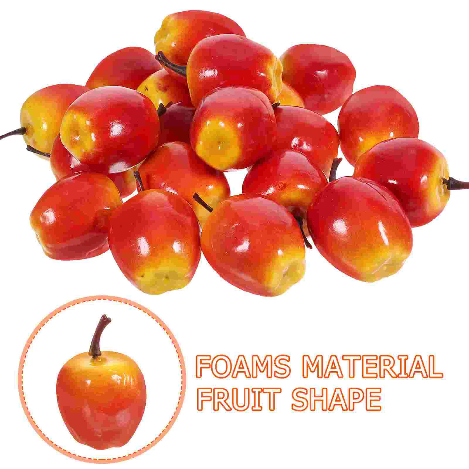 20 Pcs Simulated Small Fruit Model Set Decor Foams Apples Artificial Fake Centerpieces Models Red