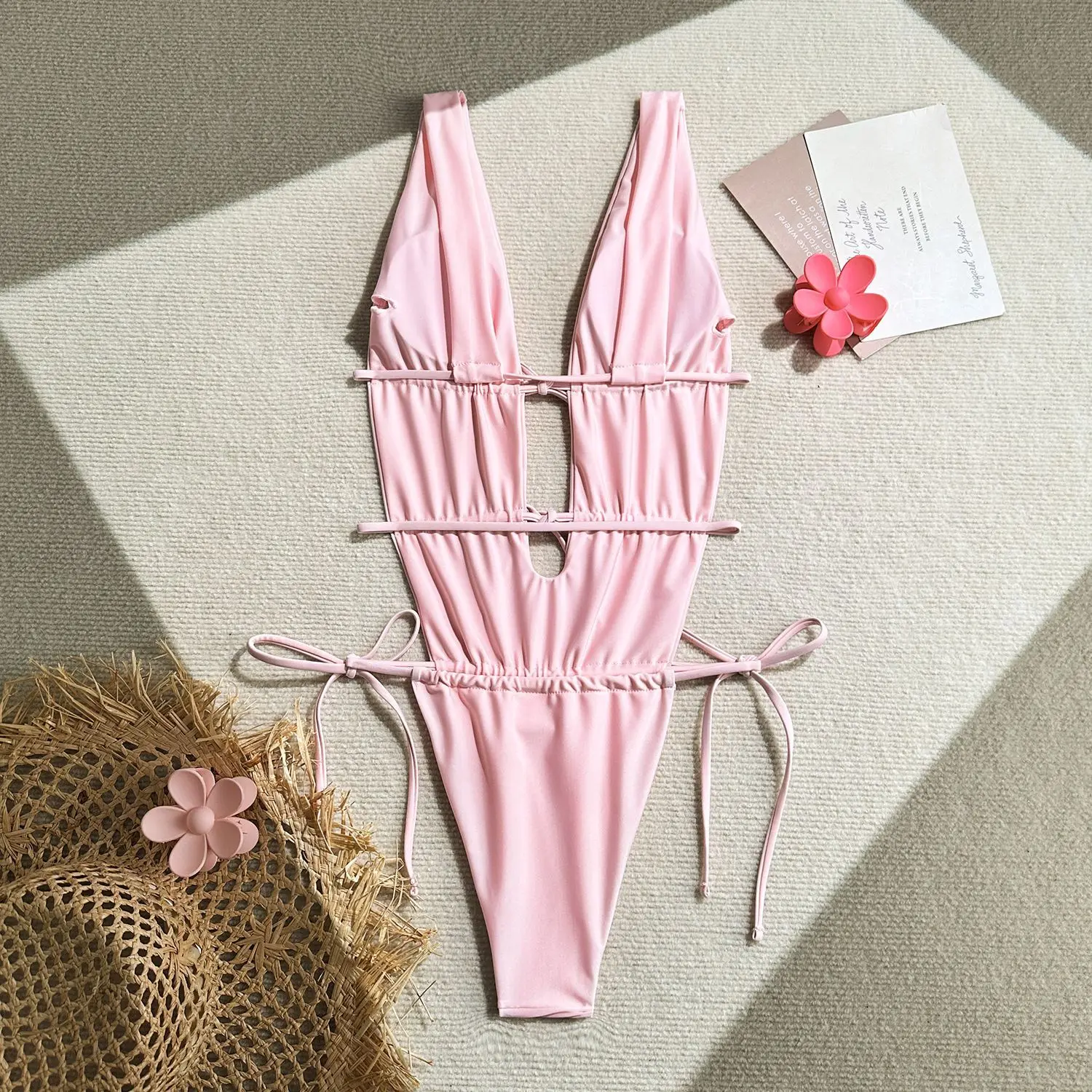 Maillots de bain bandeau froissés sexy une pièce cravate devant bikinis pour femmes maillots de bain maillot de bain tenues de plage body tankini
