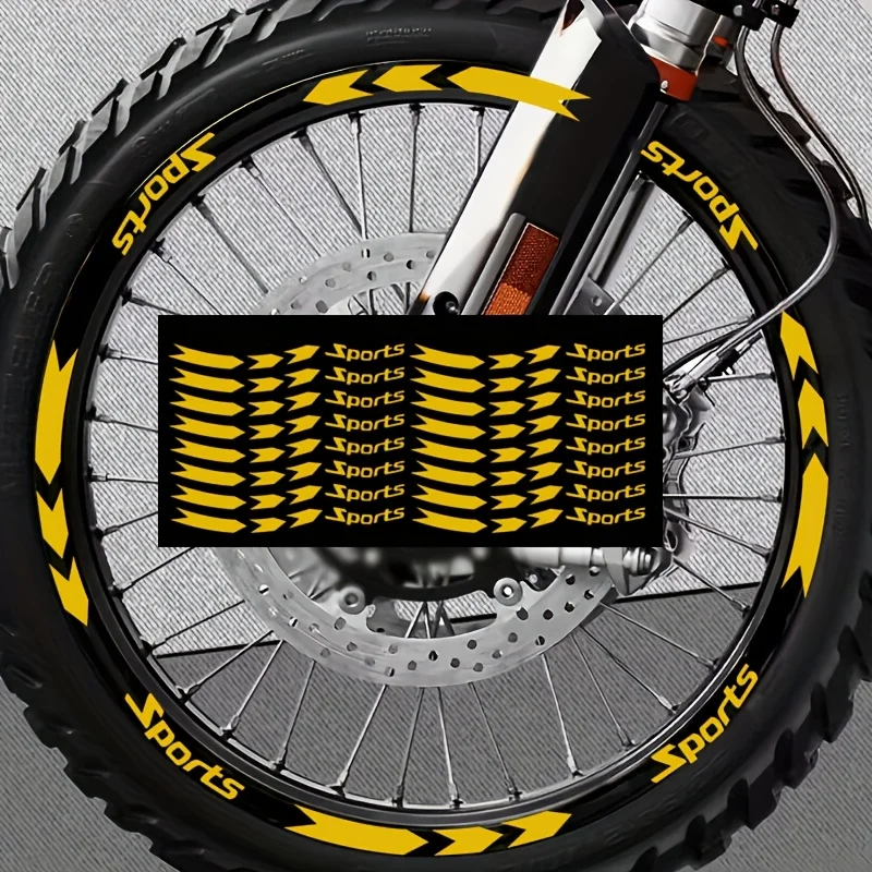 1Set Motorcycle Rim Stickers Sports Arrow Wheel Decals Fit 16 17 18 19 Inch Self‑adhesive Vinyl Motorbike Modification