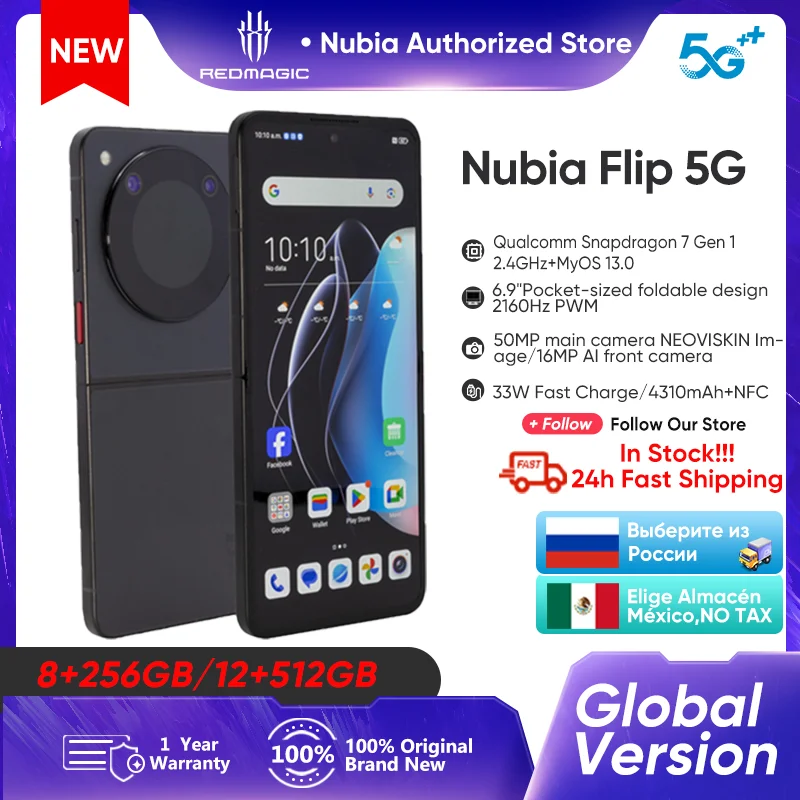 Núbia flip 5g versão global design dobrável smartphone android 6.9 