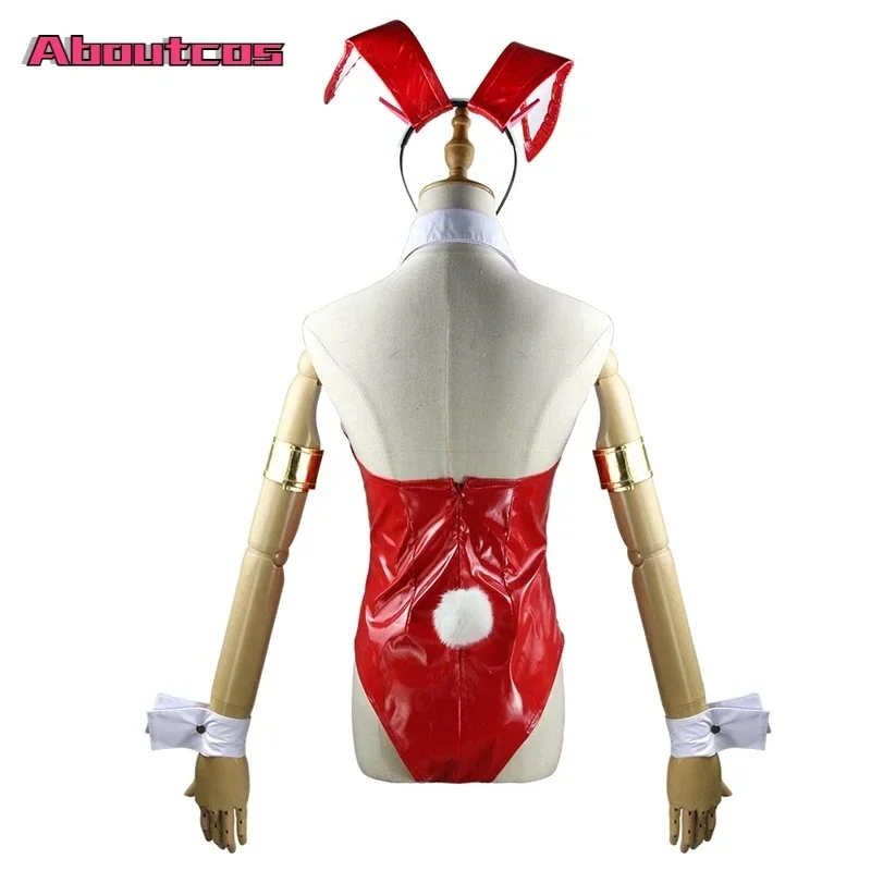 Aboutcos Anime DARLING in the FRANXX Costume Cosplay Zero Two Bunny Girl Costume Cosplay 02 tuta donna Sexy tuta in pelle rossa