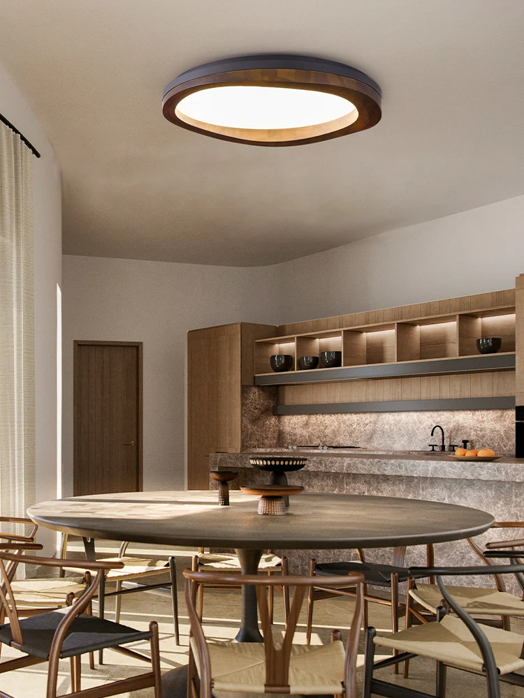 

Muxiu Yuan - Residence] Intelligent Medieval Ceiling Lamps, Living Room Lights, Bedrooms, Study Rooms, Solid Wood Retro Wabi Sab