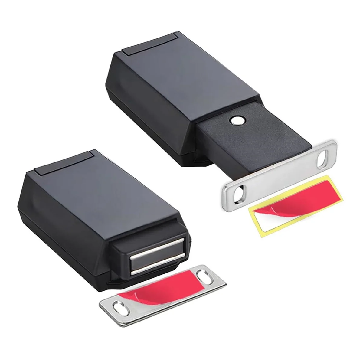 ABZD 2 Pack Heavy Duty Push Latch & Lock for Hidden Door Touch Latches and Catch Magnet Push Release Drawer Pull Tip, Black