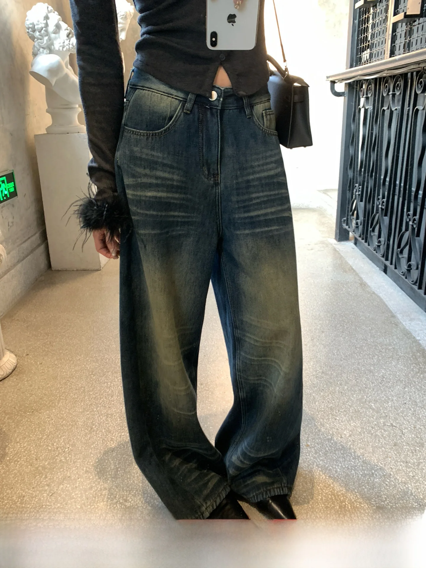 

GV Wide Leg Jeans Women's Winter Cleanfit Waed Claw Denim Pants Retro Sle Autumn Winter New Arrival No Stretch ...