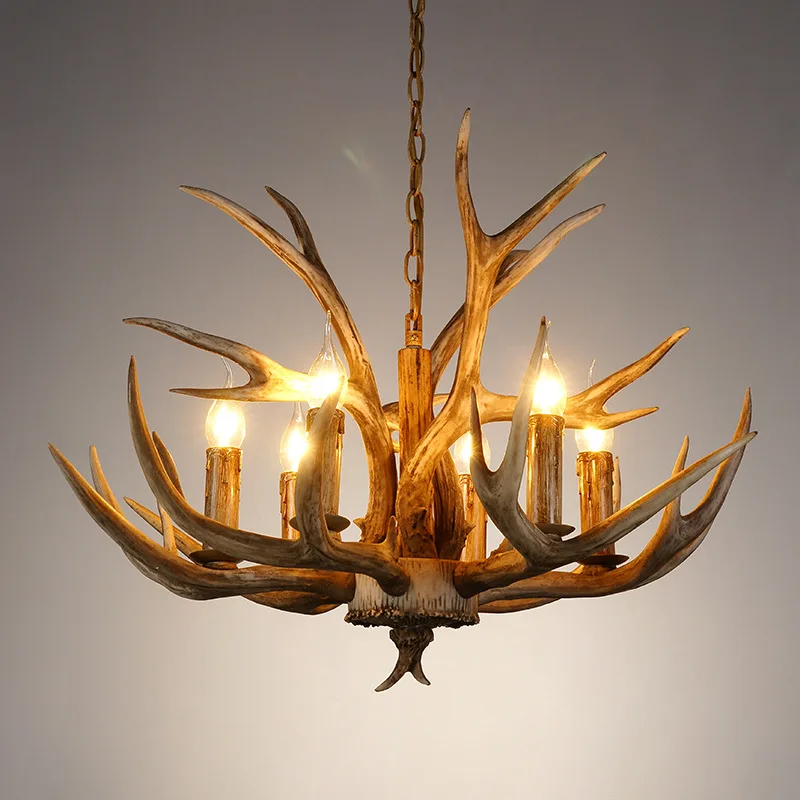 

Vintage Resin Antlers Design Chandelier Art Deco Chandelier Country Living Room Villa Dining Room American Light