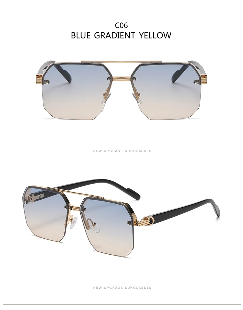 Herren Metall-Sonnenbrille Quadratischer Halbrahmen mit Ziernieten Lässiger Trend Persönlichkeit Retro Mode Outdoor-Sport-Brille – Detail 10
