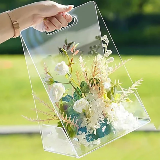 1Set Acrylic Gift Basket Transparent Flower Box Party Cosmetics Packaging Boxes Portable Handheld Box Wedding Gift Wrap Box AliExpress