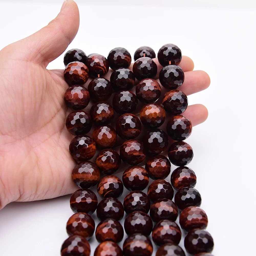 APDGG Large 18mm Natural Mix Color Red Tigers Eye Gems Cutting Round Loose Pendant Beads 15.5inch