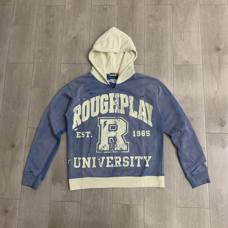 Street Fashion Retro Hoodie Splashed Ink Print Comfortable Fashion Logo Letter Roughplay Hoodie Pullover