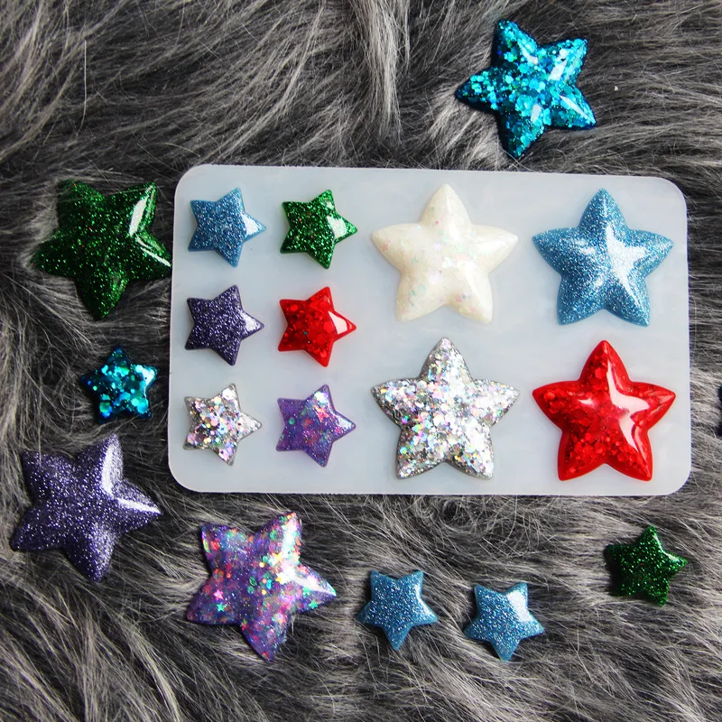 Jelly Star Epoxy Resin Mold 3D Large Starfish Silicone Mold Five Point Star Pendant Fat Star Hand Made Mold