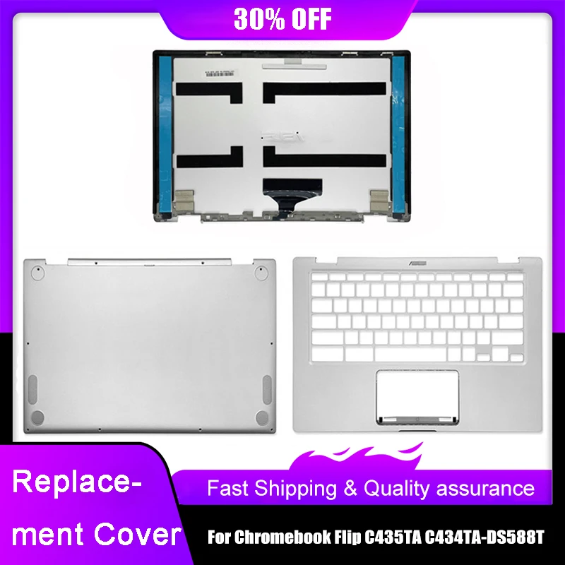 

New Laptop LCD Back Top Cover For ASUS Chromebook Flip C435TA C434TA-DS588T Series Palmrest Upper Bottom Case A C D Shell Silver