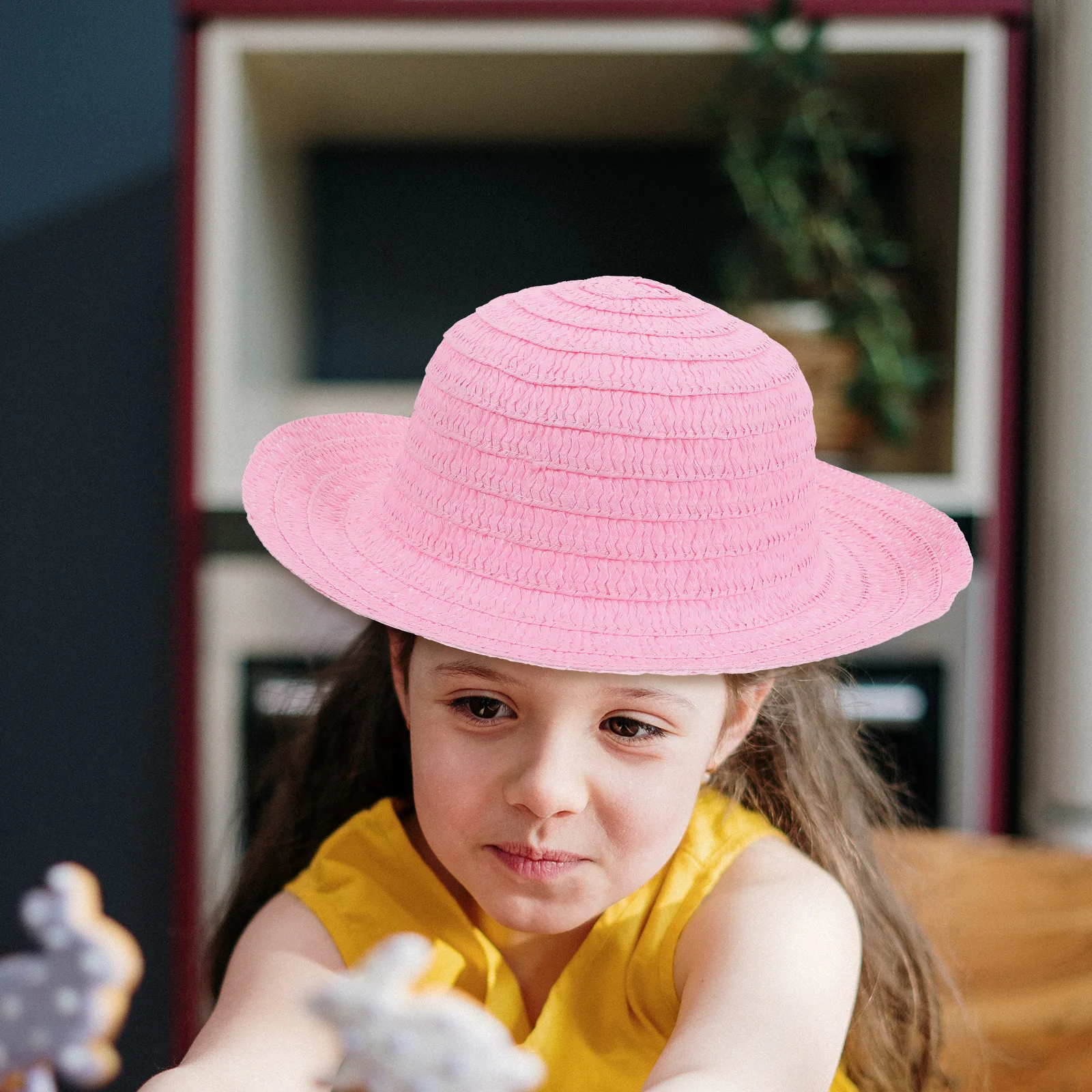 

6 Pink Blank Straw Hats Kids Lightweight Breathable Straw Hat For Dancing Party Dancing Party Decorations Creative Painting