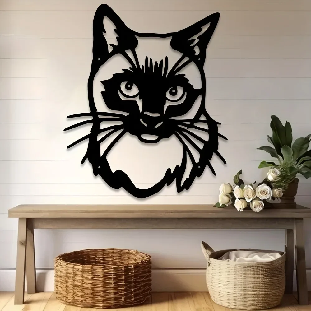 Vertical Black Cat Iron Wall Art, Modern Country Style Decoration, No Power Required, Stylish Home Wall Decor