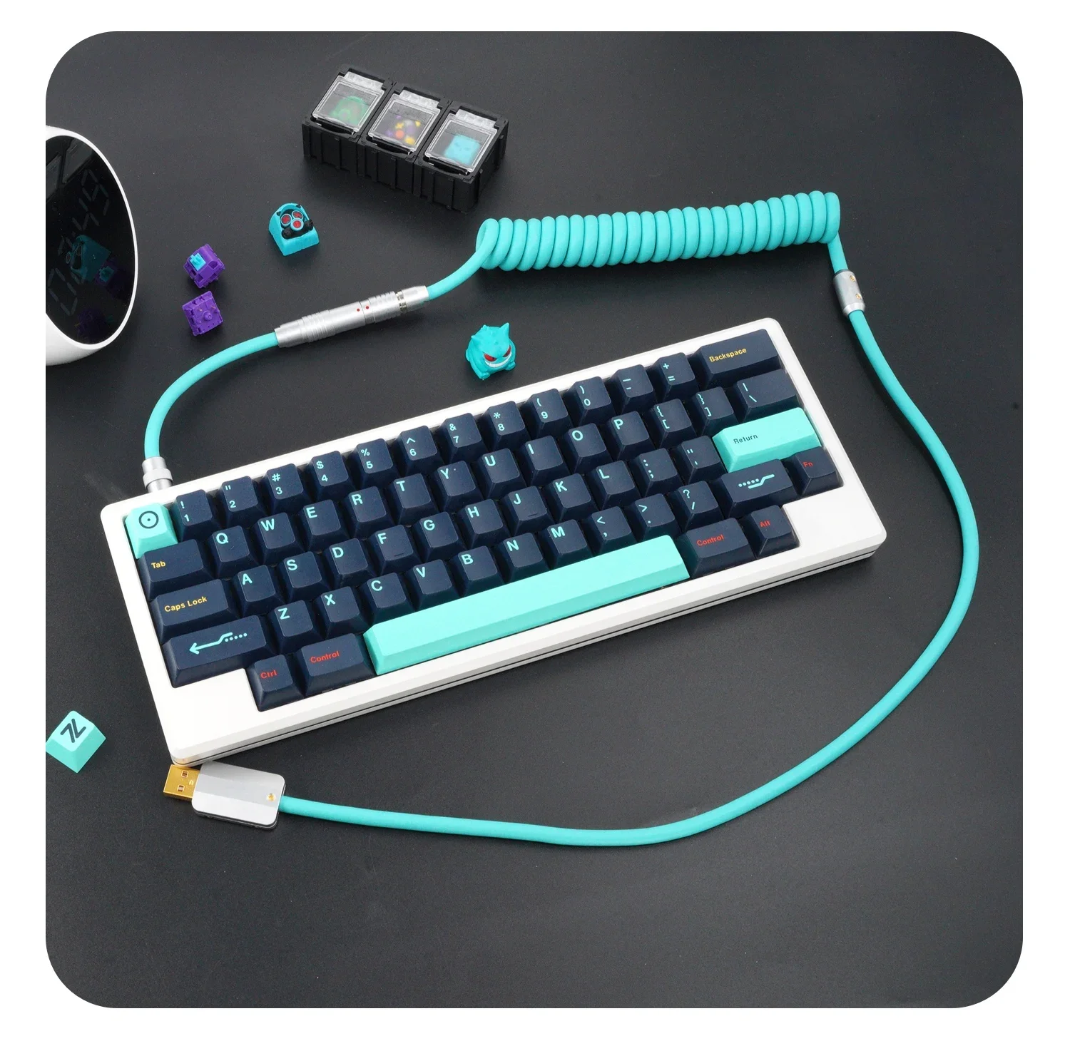 GeekCable Handmade Custom Mechanical Keyboard Data line Rage Meow Super Elastic line Rubber Tiffany