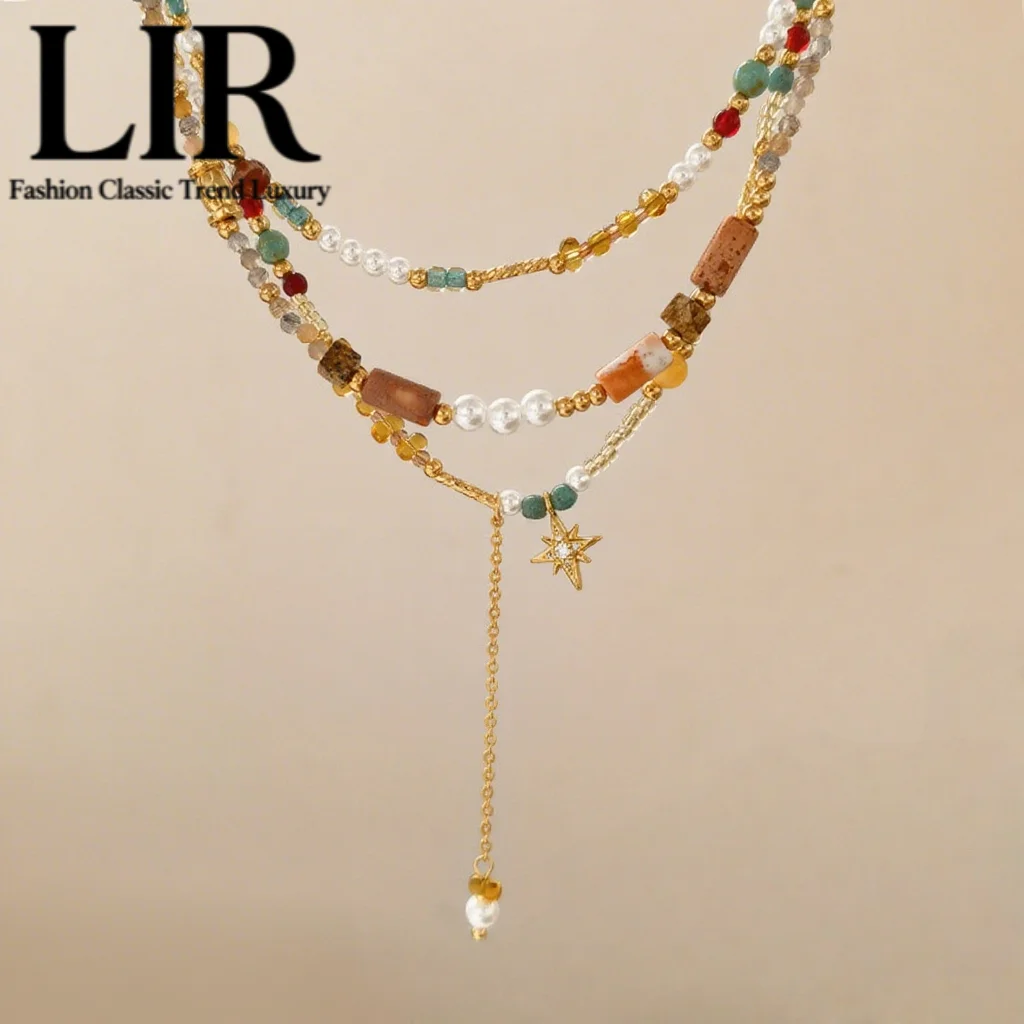 LIR 2025 New 3 - Strand Natural Stone Necklace: Separable & Stackable, Women’s Collarbone Chain, Trendy Style