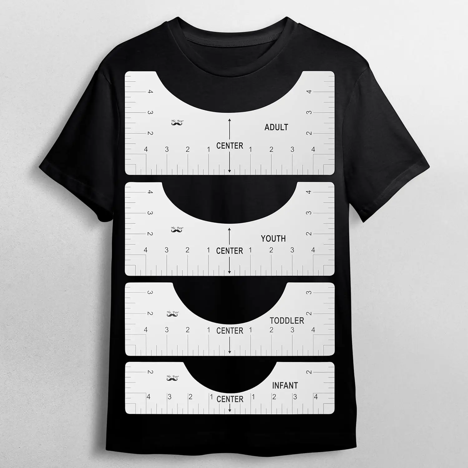 

Tshirt Ruler Set of 4, Vinyl Alignment Tool for Heat Press, Guide for Youth and Adult Designs