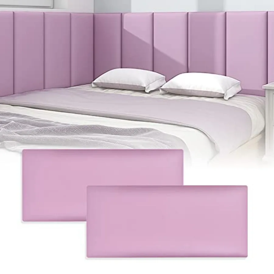 

3D Anti-Collision Wall Padding Peel and Stick Upholstered Wall Panels Queen Headboard Playroom Decorative Protection Pack of 2