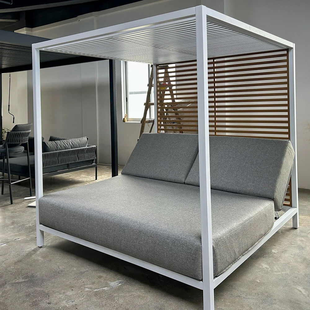 Luxury Customizable Patio Aluminum Daybeds With Canopy Double Aluminum Canopy-Bed With Cushionpromote sales