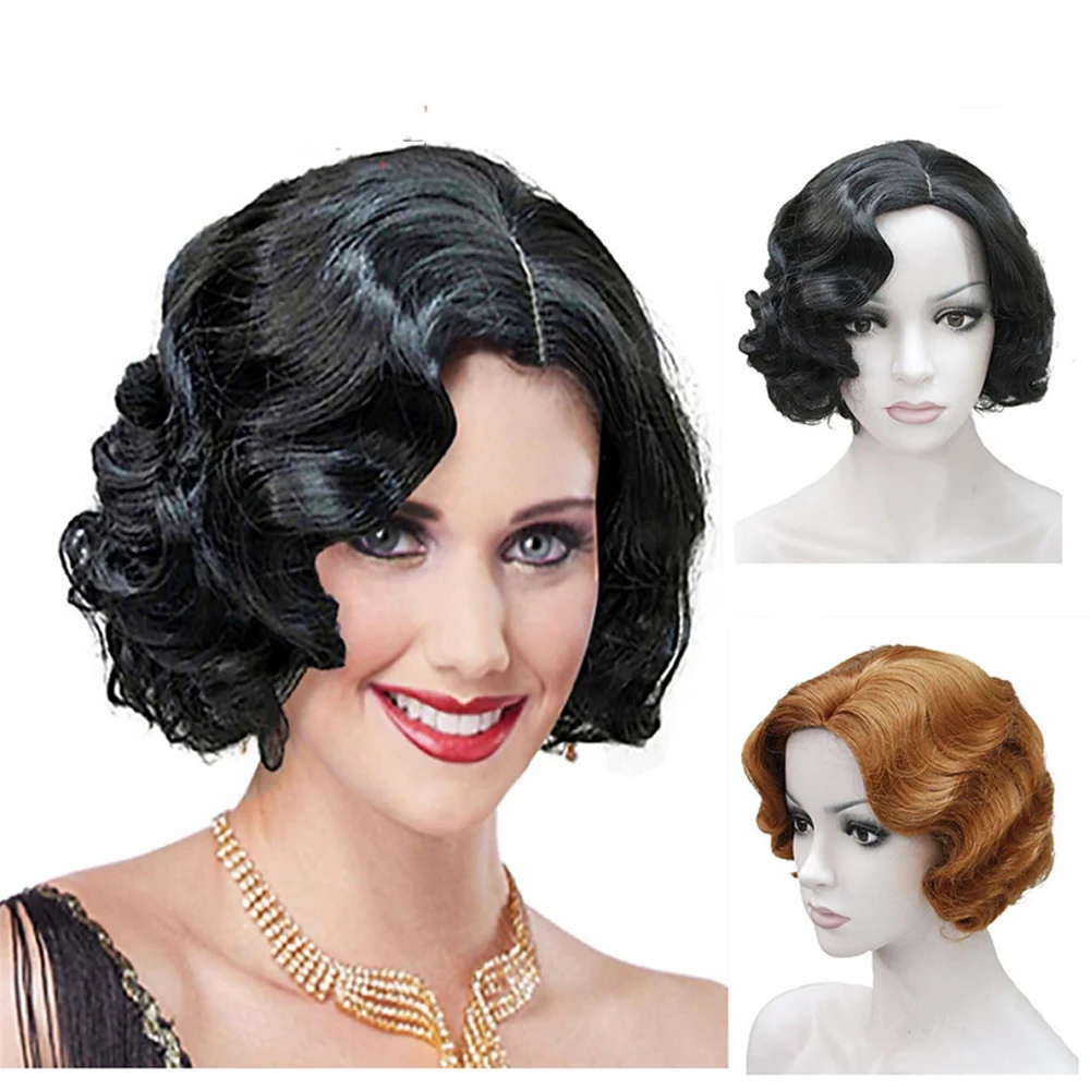 

HAIRJOY Synthetic Hair 1920‘s Flapper Hairstyles Wig for Women Finger Wave Retro Style Short Synthetic Wig Cosplay Halloween Wig