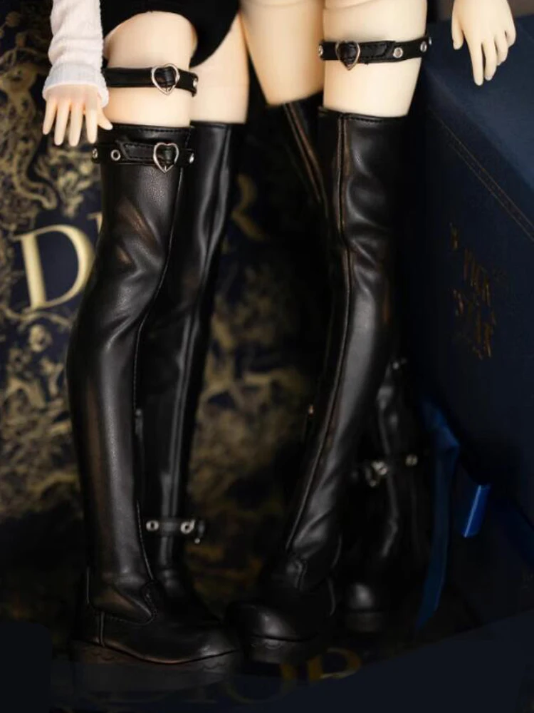 D09-P143 children handmade toy  1/3 1/6 1/4 1/5 uf gl MDD MSD BJD Doll shoes black high Thigh boots 1pair