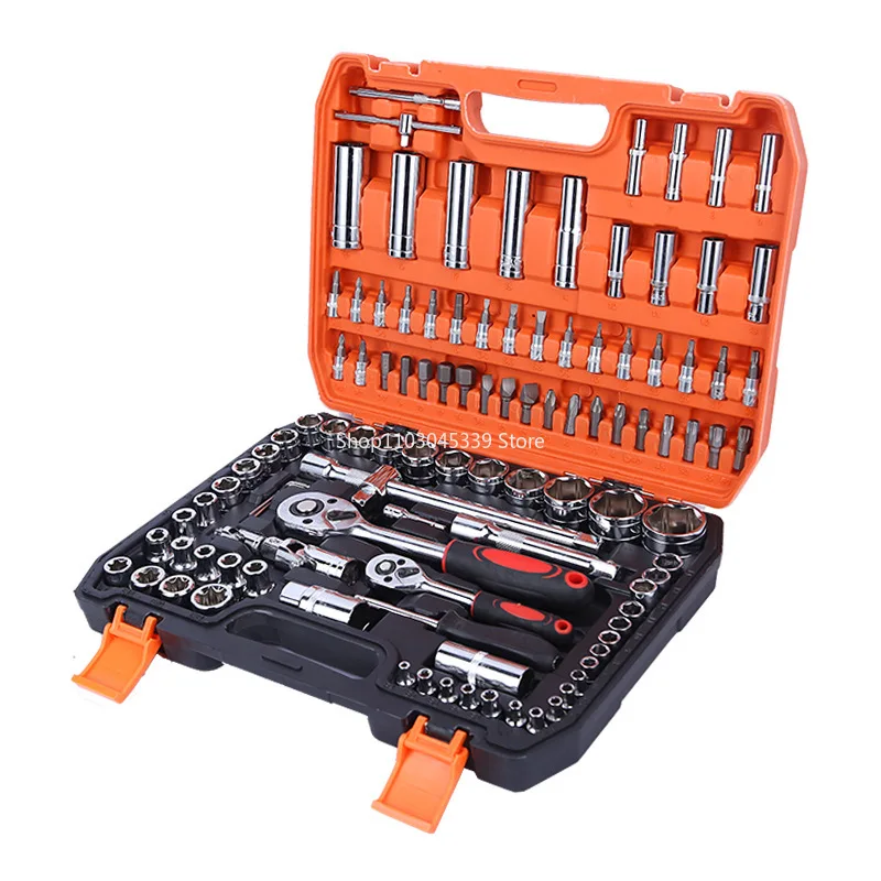 108 Pieces Suite Products Set Socket Wrench Quick Steam Machine Repair Car Repair Ratchet Combination Tool