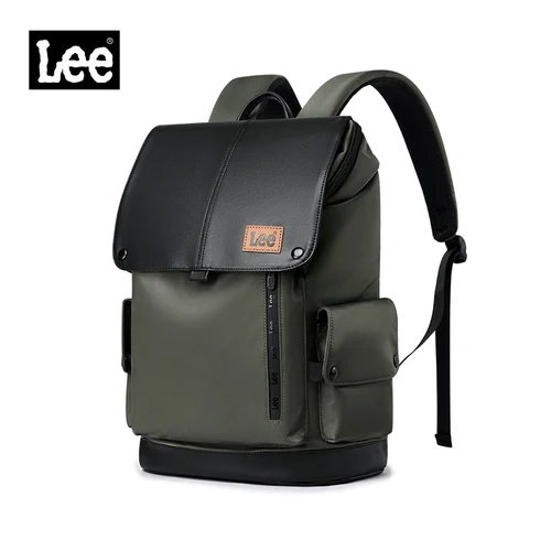 Imagen 2 del producto Mochila Escolar de Cuero con Solapa de Gran Capacidad de la Marca Lee para Portátil de 16 Pulgadas, para Estudiantes, Hombres y Mujeres, Impermeable, de Oxford, para Viajes al Aire Libre
