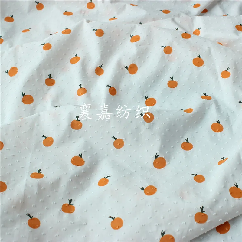 150x50cm Twill Cotton Dot Orange Printed Fabric for DIY Handmade Sewing Children's Clothing Women's Blouse Skirt