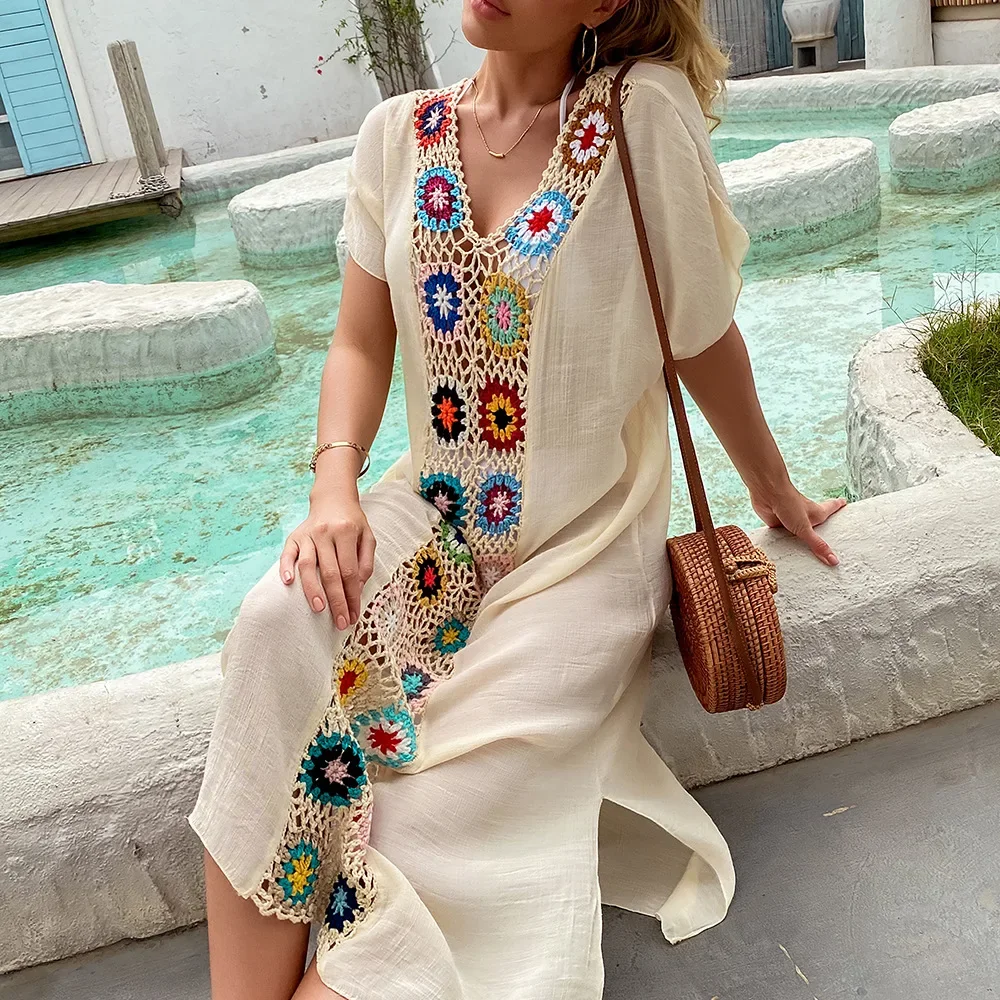 2025 nuove donne abito da spiaggia copricostume costume da bagno beachwear costume da bagno mantello da bagno per donna tunica estiva Saida Praia