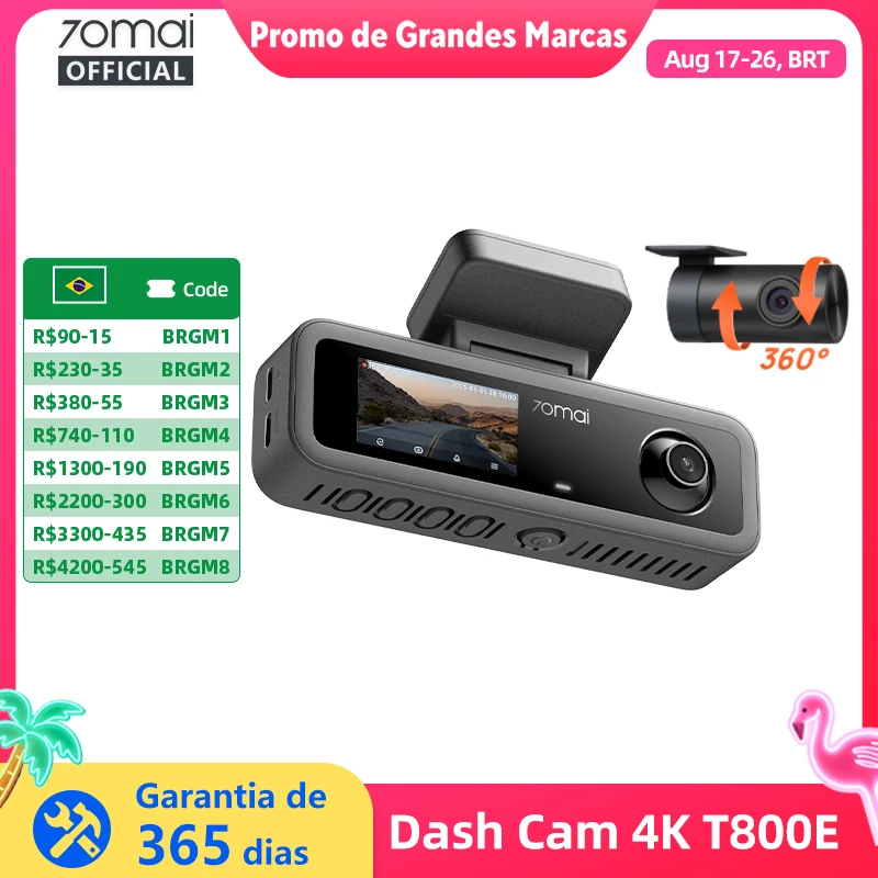 70mai Câmera Veicular 4K T800E 3 em 1 com GPS