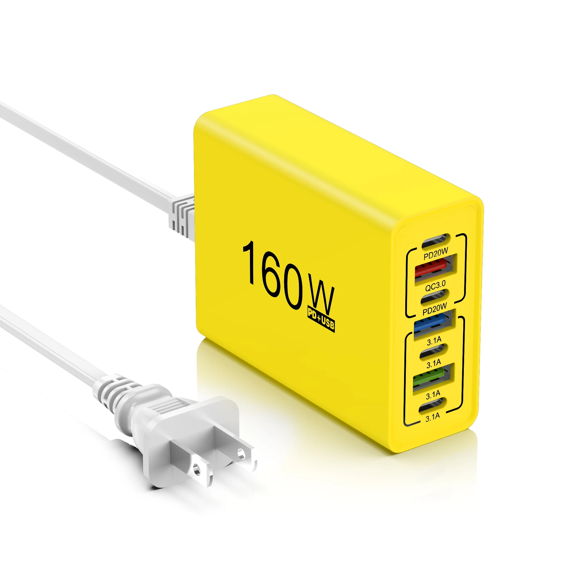160W USB Multi-Port-Ladegerät Typ C Schnellladegerät mit Mehrfachsteckdose für iPhone Samsung Xiaomi Huawei Honor Handy-Adapter