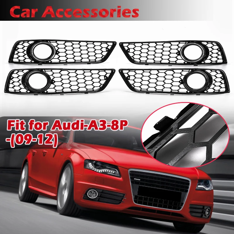 Rhyming Fog Lamp Frame Front Bumper Lower Grill Grilles Bezel Cover With Lamp Hole Fit For Audi A3 8P 2009 2010 2011 2012 2013