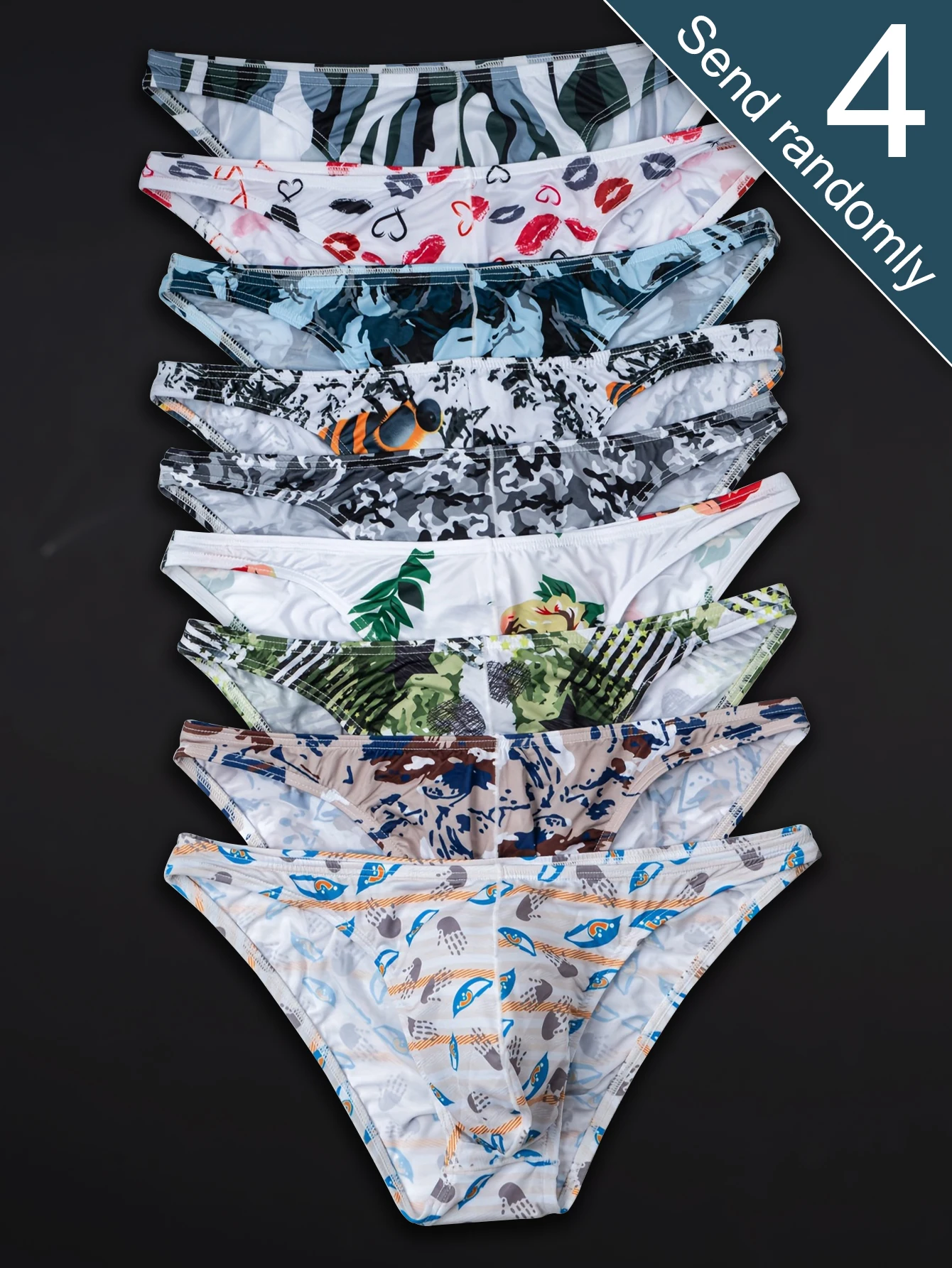 [Men's Briefs] 4-Pack of Men's New Style Underwear, Random Selection of Briefs, Breathable and Comfortable, Cool and Soft, Fashionable and Trendy, Close-Fitting and Smooth, Men's Everyday Wear Briefs