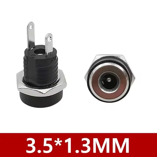10/50 Stück DC022B 5,5 x 2,1 mm DC-Stromanschluss, 3,5 x 1,3 mm DC-Buchse, Einbaubuchse, Steckeradapter 5,5 x 2,5 mm, 2-polig