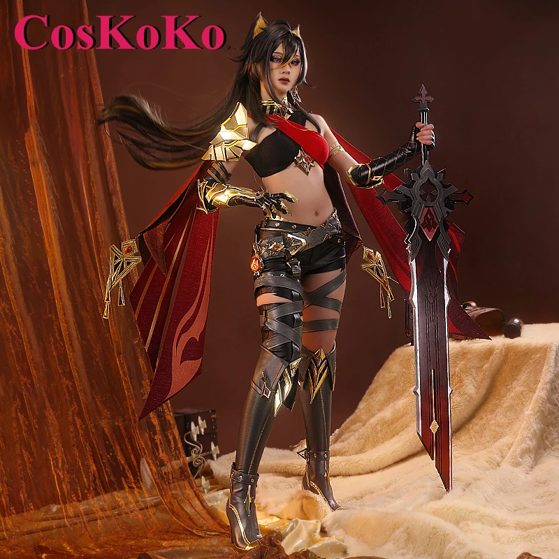 CosKoKo Dehya Cosplay Game Genshin Impact Costume Gorgeous Sweet Combat Uniforms Women For Halloween Party Role Play Clothing