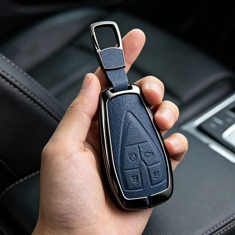 Car Key Case Cove for Changan UNIT UNIK CS35PLUS CS55 PLUS CS75 PLUS Oshan X7 X5 Zinc Alloy Leather Protect Shell Accessories