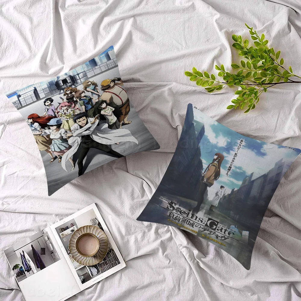 Anime Steins Gate Pillow Cushion Cover Pillowcase Living Room Sofa Home Decor Customized