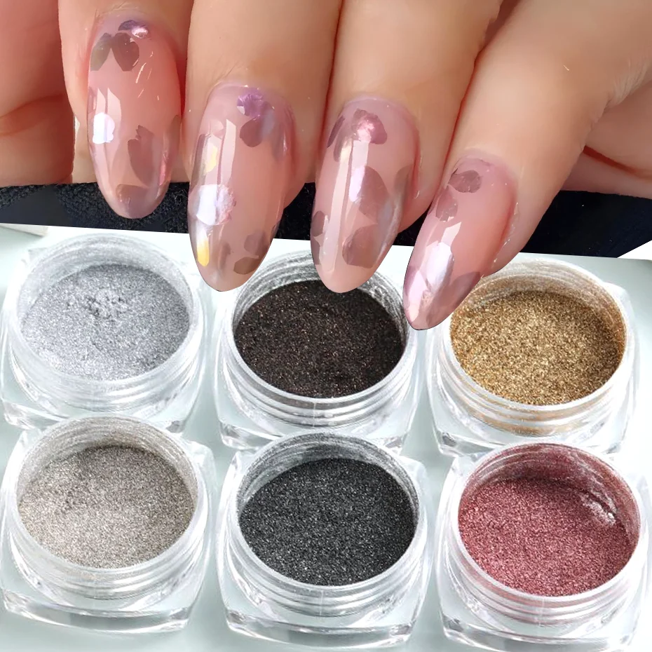 Bottled Metal Magic Mirror Powder Black Grey Silver Gold Metallic Mirror Glitter Nail Rubbing Powder DIY Manicure Decor 6GHMJ-01