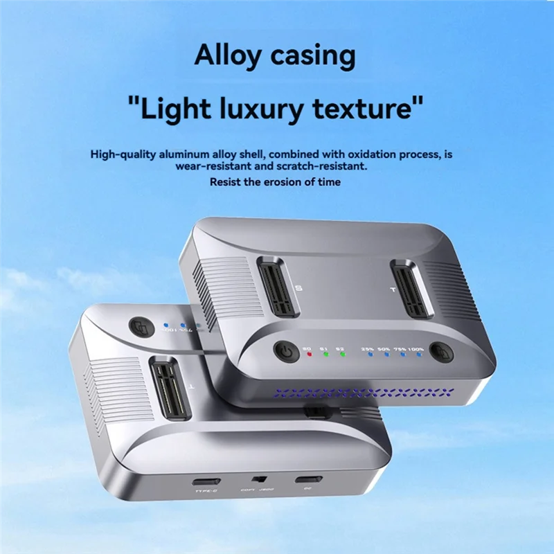 L53A-듀얼 베이 M.2 RGB NVME NGFF SSD 도킹 스테이션, USB3.2 GEN2 타입 C 20Gbps 데이터 전송, 오프라인 클로너 지원