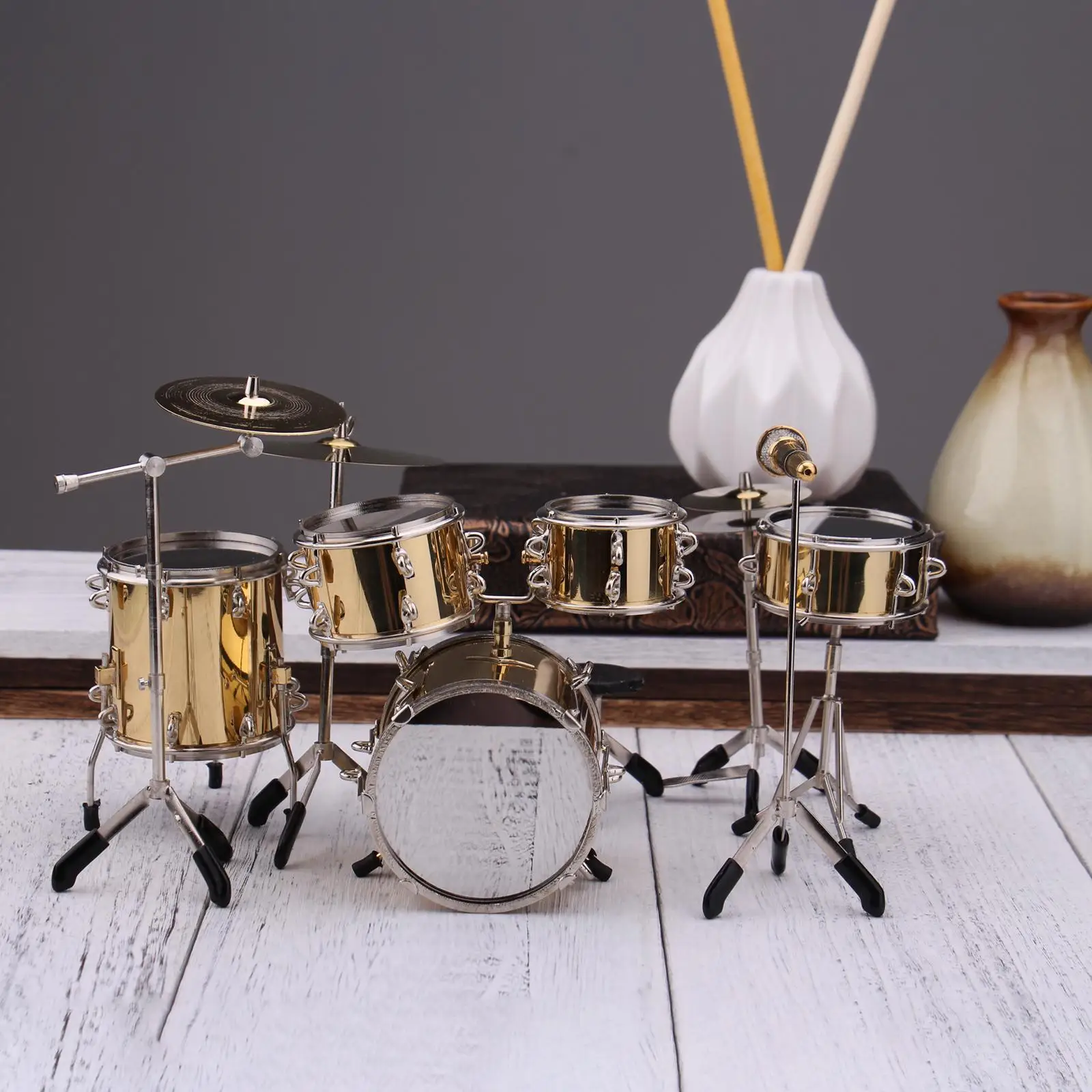 

8x 1:6 Mini Drum Set Dollhouse Ornament Photography Props Miniature Drum