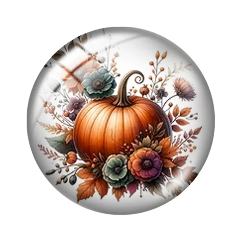Bow shaped pumpkin autumn 10pcs 12mm14mm/16mm/18mm/20mm/25mm Round Photo Glass Cabochon Demo Flat Back Making Findings Jewelry