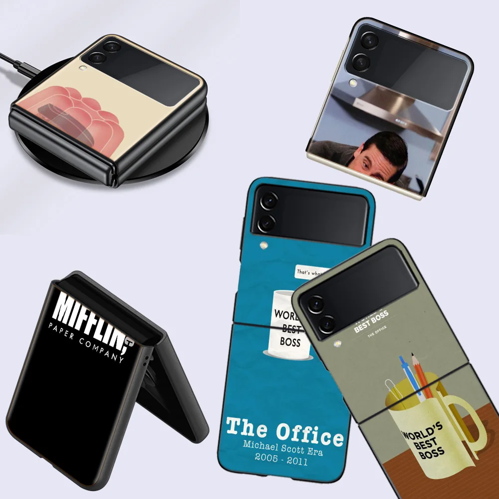 The Office Dunder Mifflin Cell Phone Case For Samsung Galaxy Z Flip 5 5G Z Flip 6 5G 4 3 Black Coque Hard PC Luxury Cover Z Fl