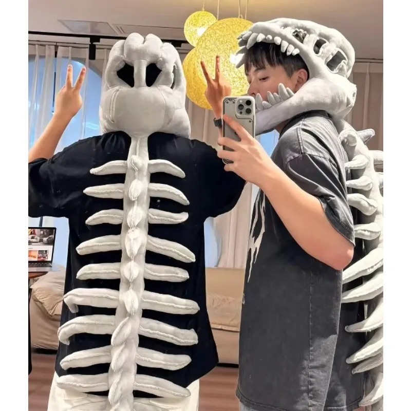 Tyrannosaurus Rex Dinosaur Skeleton Headgear, Exoskeleton Dino Doll Hat, Funny Birthday Gift for Kids Boys Girls