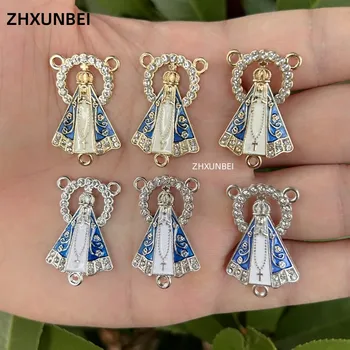 6 pezzi Nostra Signora di Aparecida Patronura del Brasile Medaglie cattoliche Centrotavola di Nossa Senhora per rosario Accessori gioielli fai da te