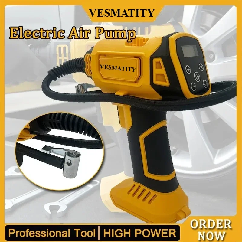 Automatic Tire Inflator Battery Air Compressor Cordless Electric Pump with Digital Pressure Gauge for Car Bikefor 18-20V Battery