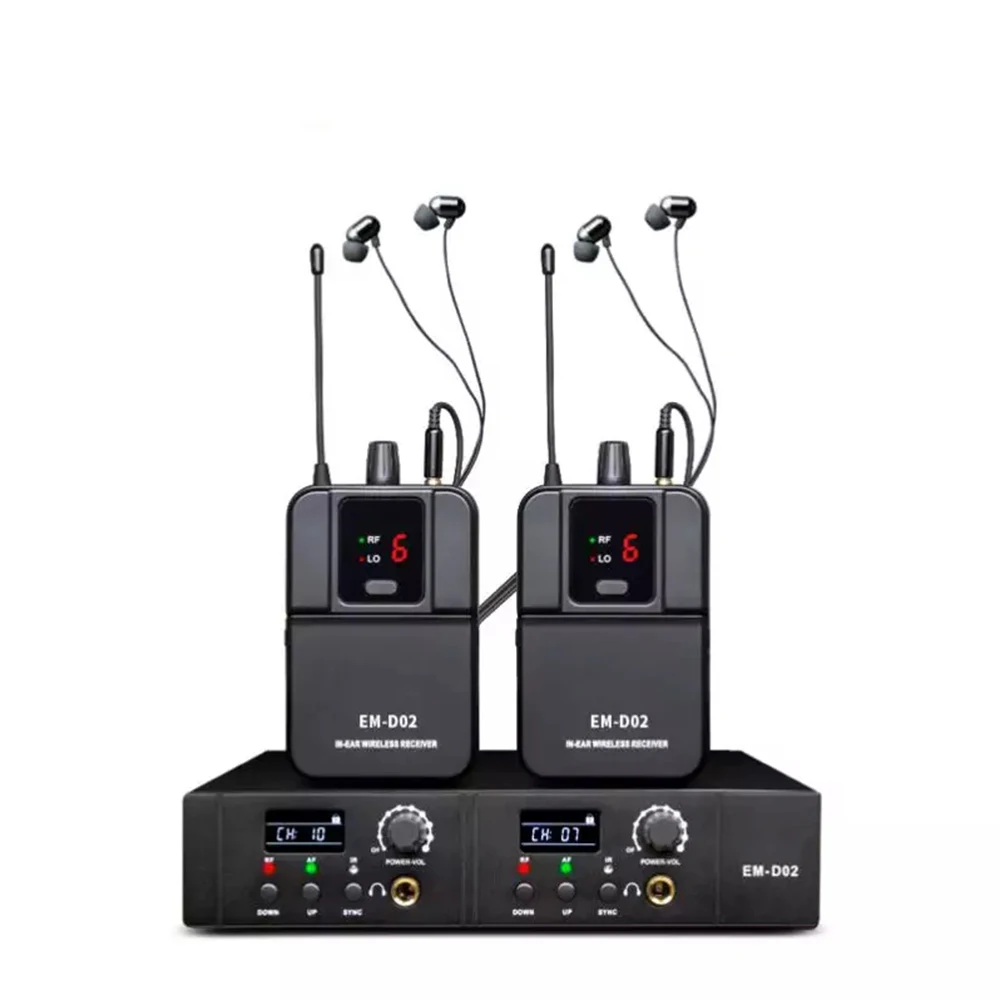 EM-D02 Dual Channel Professional Wireless In Ear Monitor System Bodypack Ear Monitoring For Stage Performance