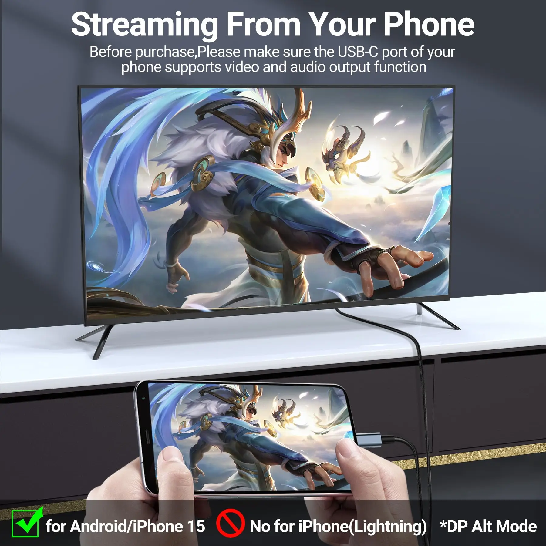 محول HDMI كابل USB من النوع C MHL مضفر 4K HD محول فيديو HDTV سلك لشاشة العرض والتلفزيون متوافق مع HP Laptop MacBook