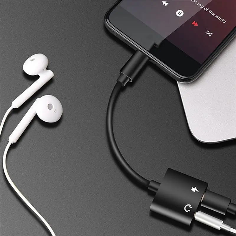 Stylish-4X 2 In1 Type-C To 3.5Mm Headphone Jack Adaptor/Connector , Earphone Aux Audio & Charge Adaptor Black